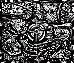 mixed media artworks showing blocked drain hole